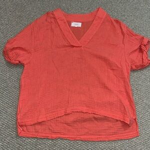 Xirena 100% cotton gauze orange top